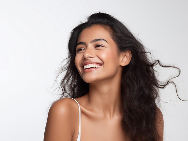 A woman smiling with bright, healthy skin after a rejuvenation treatment